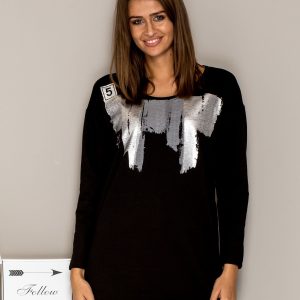 Wholesale Tunic with silver print black