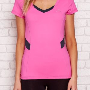 Wholesale Pale pink T-shirt with contrasting inserts PLUS SIZE