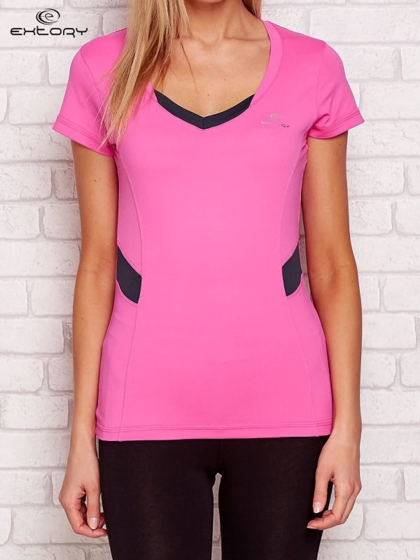 Wholesale Pale pink T-shirt with contrasting inserts PLUS SIZE