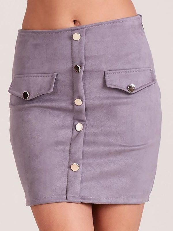 Wholesale Gray pencil skirt with imitation suede