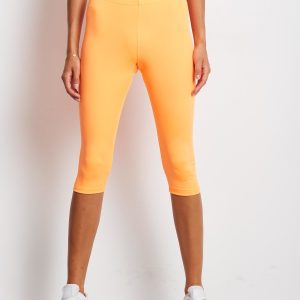 Wholesale Fluo Orange Short Fitness Leggings Medium Thickness