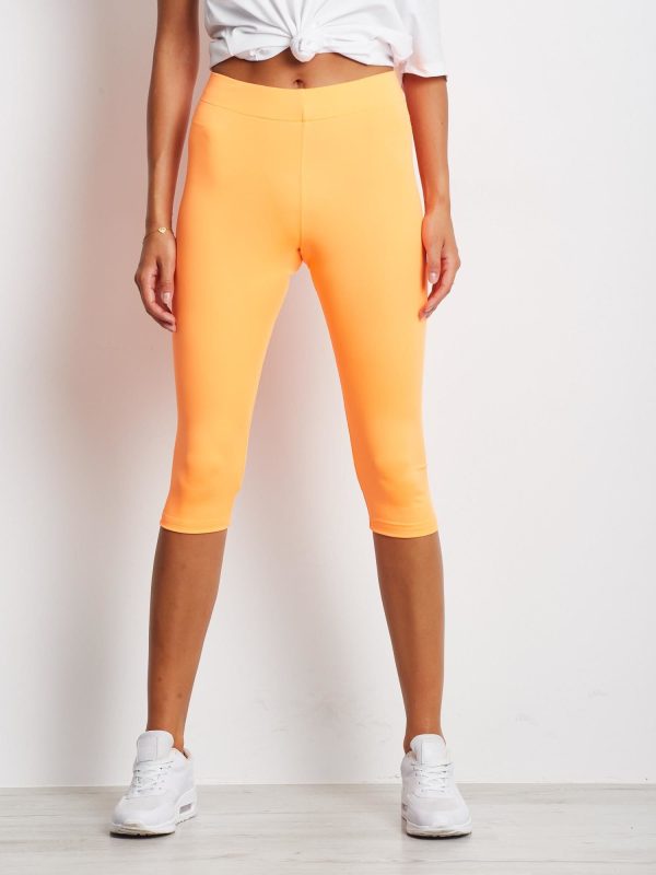 Wholesale Fluo Orange Short Fitness Leggings Medium Thickness