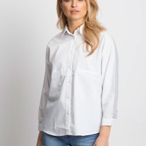 Wholesale White shirt with striped inserts