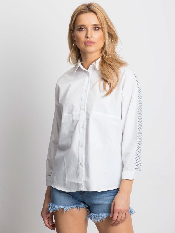 Wholesale White shirt with striped inserts