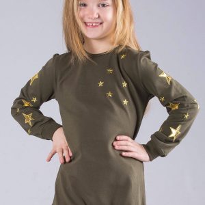 Wholesale Khaki children's sweatshirt with stars