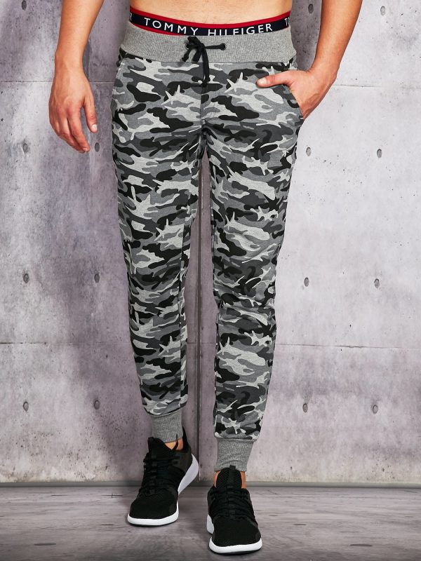 Wholesale Men's sweatpants in military print grey