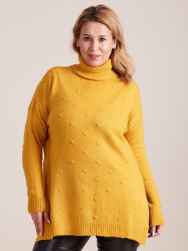 Wholesale Yellow Plus Size Turtleneck Sweater