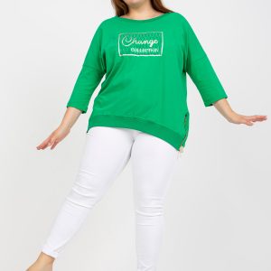 Wholesale Green plus size blouse with appliqué and print