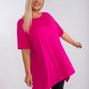 Wholesale Fuchsia asymmetric tunic plus size viscose