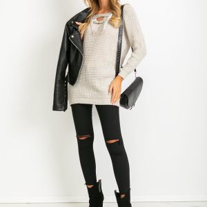 Wholesale Beige sweater with lacing