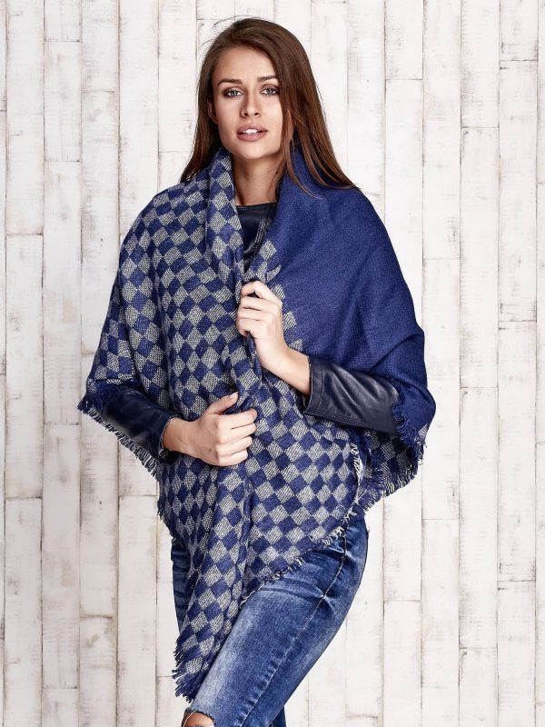 Wholesale Navy blue woolen sling in squares