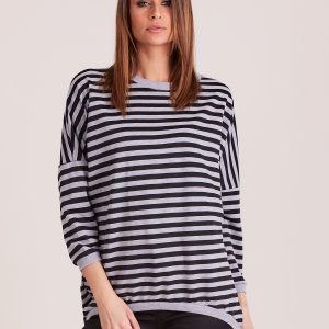 Wholesale Grey striped sweatshirt with longer back