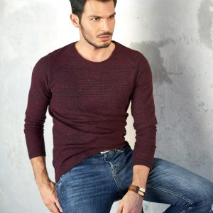 Wholesale Burgundy melange men's sweater