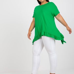 Wholesale Green Viscose Plus Size Casual Blouse