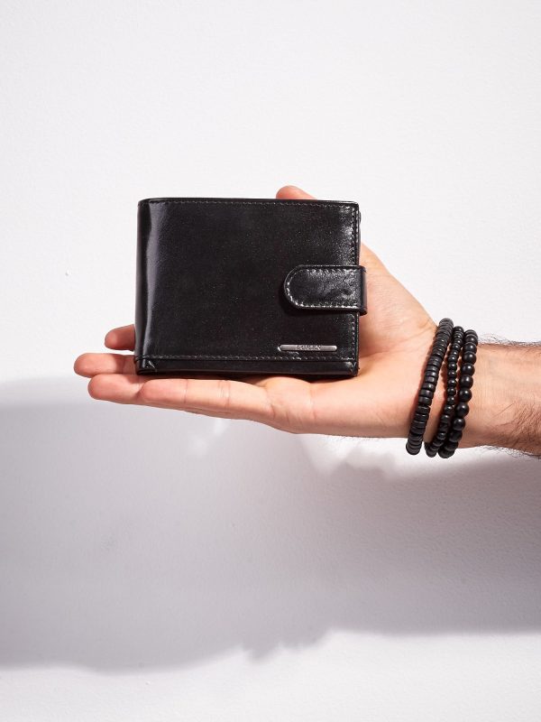 Wholesale Men's leather wallet with clasp black