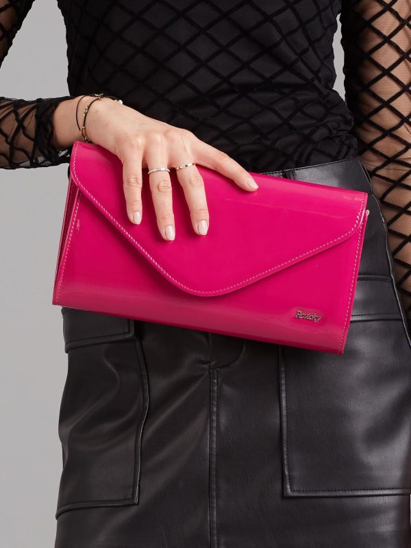 Wholesale Fuchsia large lacquered clutch bag