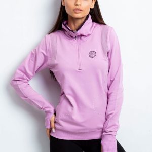 Wholesale Women's sweatshirt with stand-up collar and pockets purple