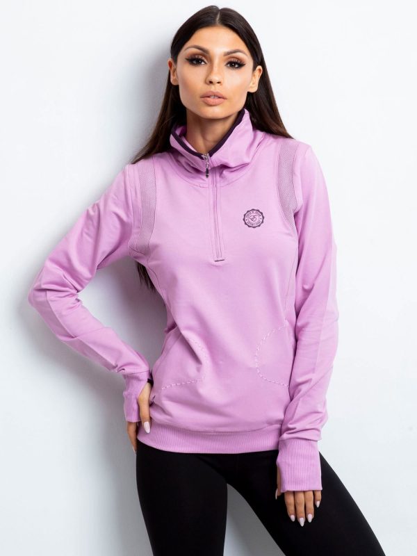 Wholesale Women's sweatshirt with stand-up collar and pockets purple