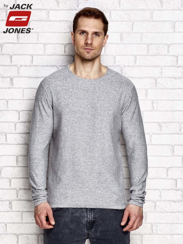 Wholesale Grey men's sweater with melange pattern