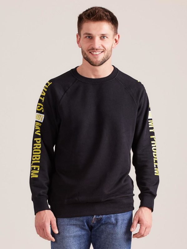 Wholesale Black sweatshirt for men with inscription on the sleeves