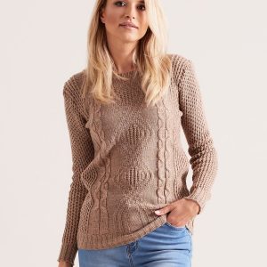 Wholesale Beige knitted sweater with braids