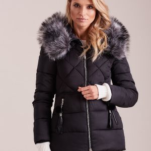 Wholesale Black winter jacket with fur