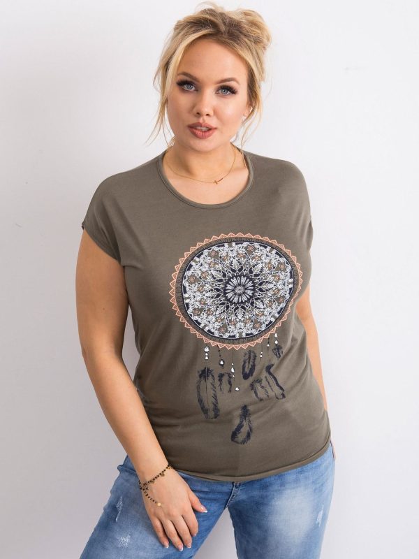 Wholesale Khaki Women's T-Shirt Plus Size
