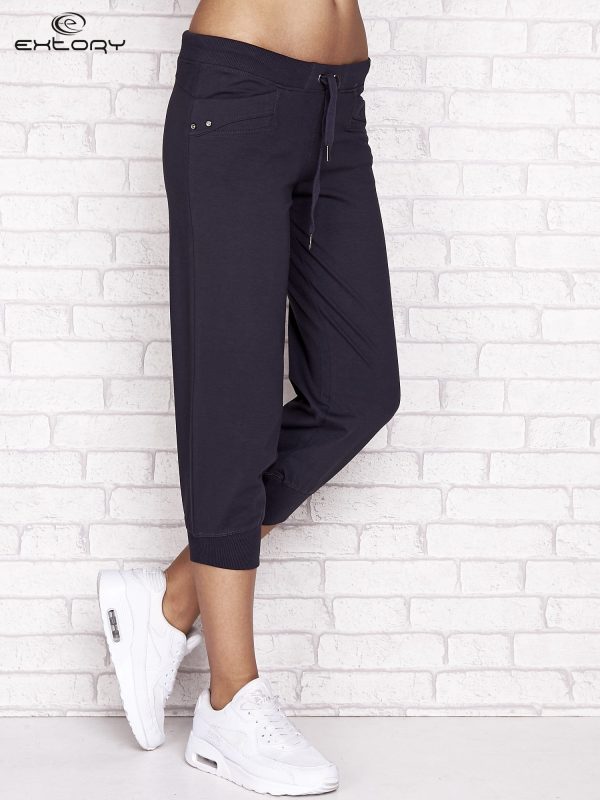 Wholesale Graphite capri sweatpants with applique on pockets