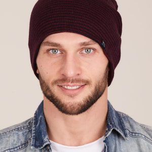 Wholesale Burgundy navy blue men's hat with fine stripes