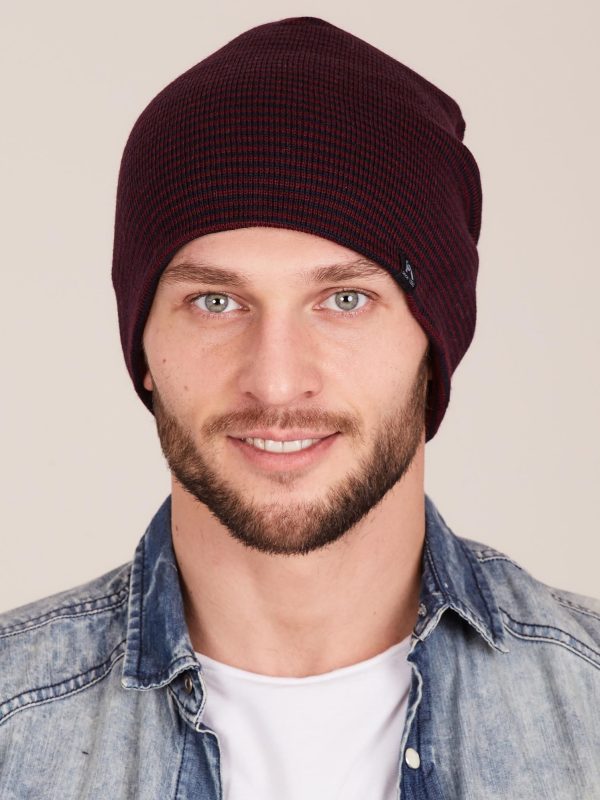 Wholesale Burgundy navy blue men's hat with fine stripes