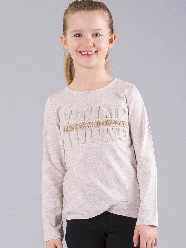 Wholesale Beige girl blouse with convex inscription