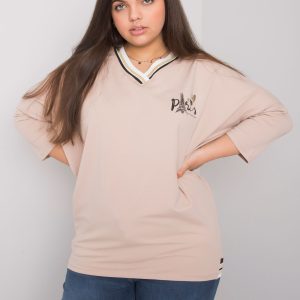 Wholesale Beige cotton blouse plus size Alida