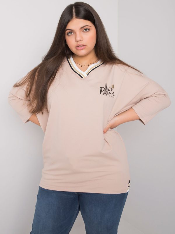 Wholesale Beige cotton blouse plus size Alida