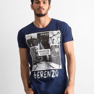 Wholesale Navy blue T-shirt for men with print