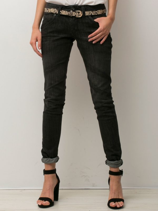 Wholesale Black jeans trousers with abrasions