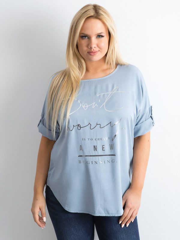 Wholesale Gray loose blouse with lettering