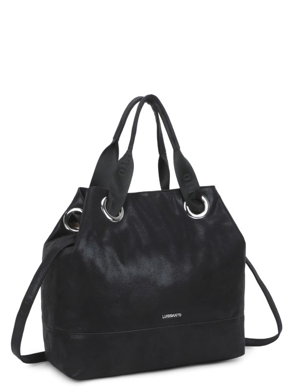 Wholesale LUIGISANTO black shoulder bag with adjustable strap