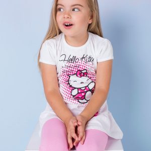 Wholesale White tunic for girl with HELLO KITTY print