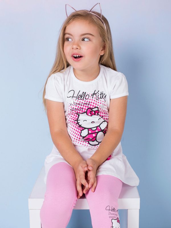 Wholesale White tunic for girl with HELLO KITTY print