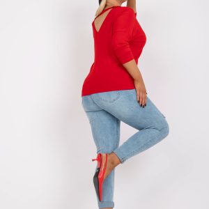 Wholesale Red plus size blouse with neckline on the back Gloria