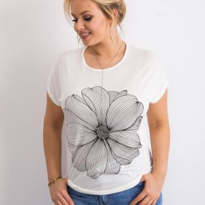 Wholesale Ecru t-shirt with print plus size