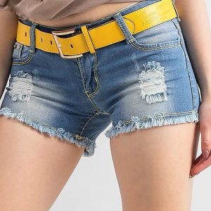 Wholesale Blue shorts with abrasions