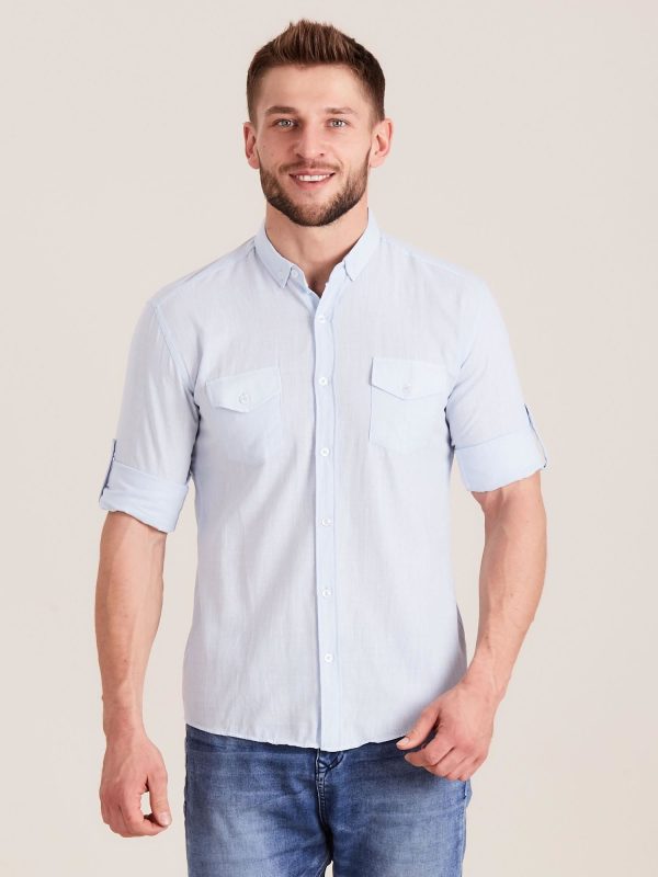 Wholesale Light Blue Cotton Men's Shirt