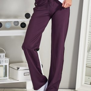 Wholesale Purple sports pants with rhinestones and stripes PLUS SIZE