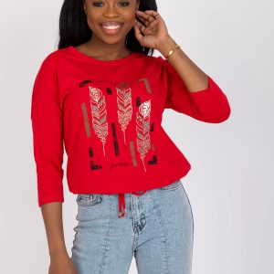 Wholesale Red Casual Blouse with Agnese Print