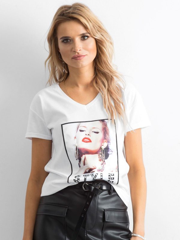 Wholesale Women's t-shirt in cotton white