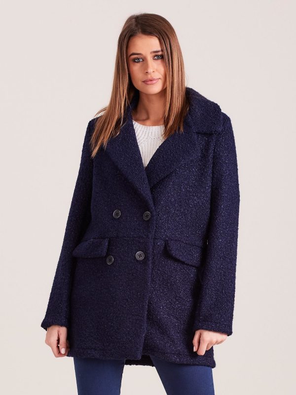 Wholesale Navy blue double-breasted coat