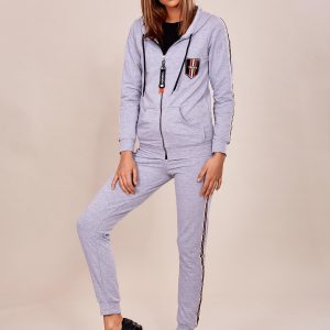 Wholesale Grey sweatshirt set with stripes