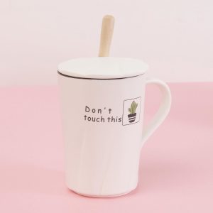 Wholesale Ecru ceramic mug with lid