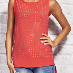 Wholesale Red top with rhinestones